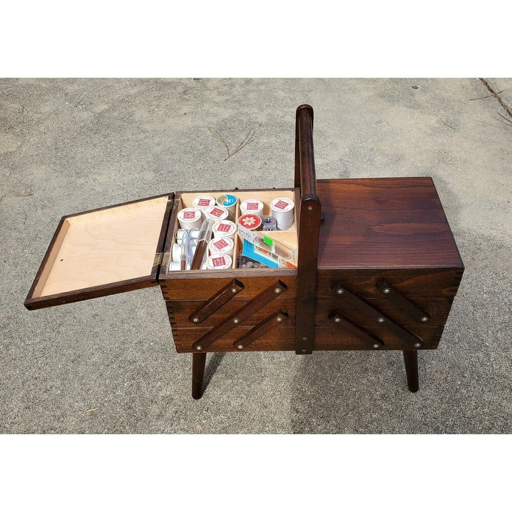 Vintage Wooden Sewing Box Romania